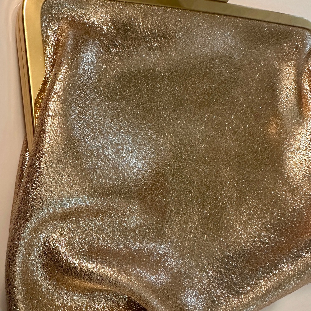 J Crew gold leather evening bag . NWOT - Picture 5 of 8